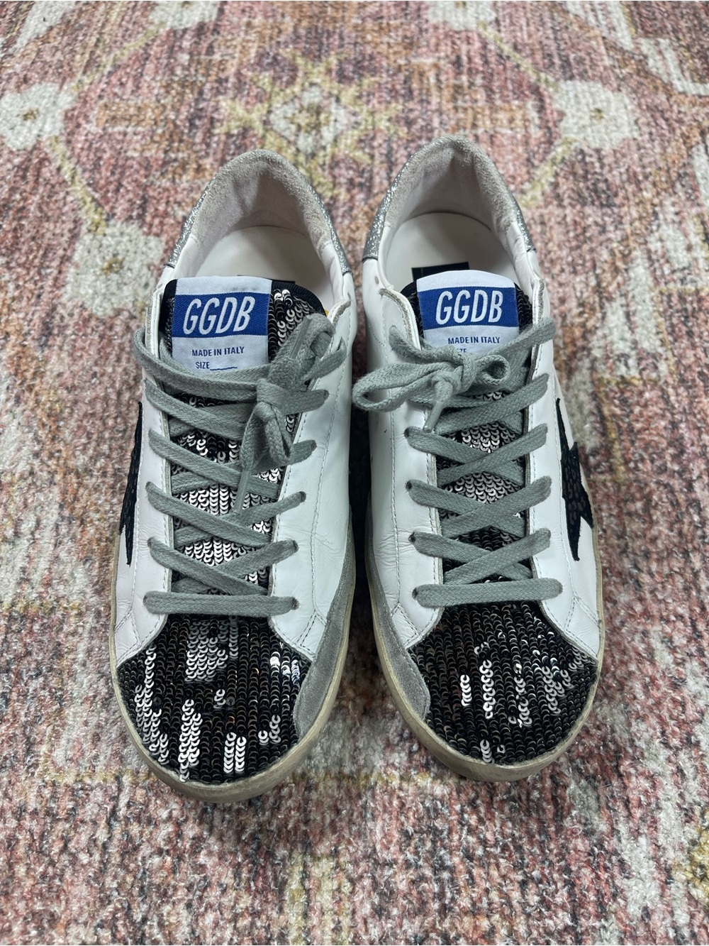 Golden Goose Private Edition Super-Star Black Sequin Sneakers EU 38 US 8 NEW